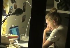 spy cute teen with hidden cam masturbation after homework